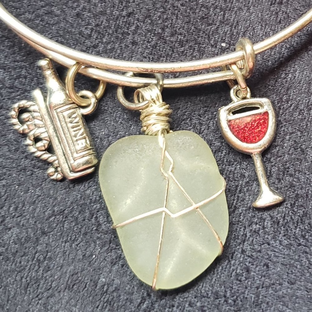 Wine and Seaglass Bracelet